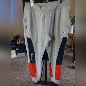 Champion Gray, Red, and Blue Sweatpants